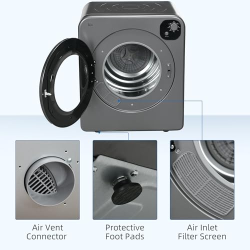 HOMCOM 6kg Vented Portable Tumble Dryer, Grey
