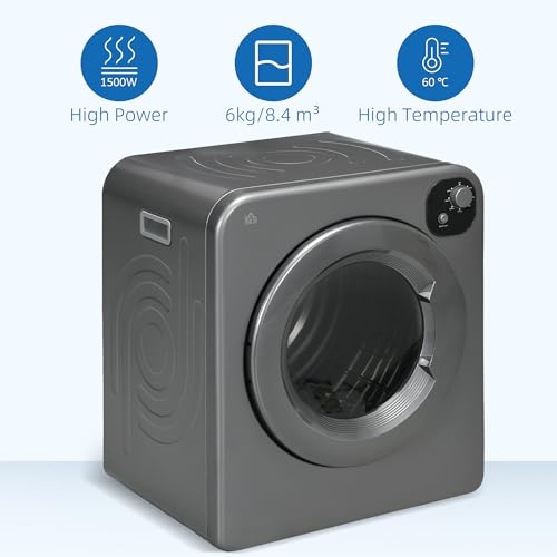 HOMCOM 6kg Vented Portable Tumble Dryer, Grey