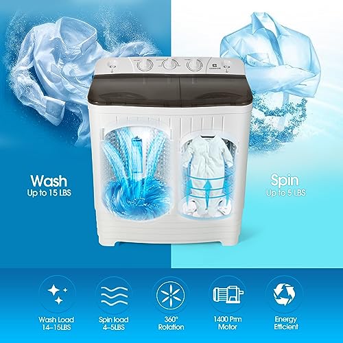Compact Twin Tub Portable Washer and Spin Dryer