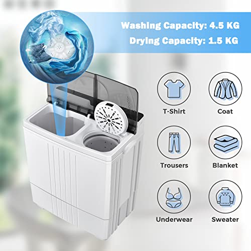COSTWAY Portable Twin Tub Washing Machine with Dryer