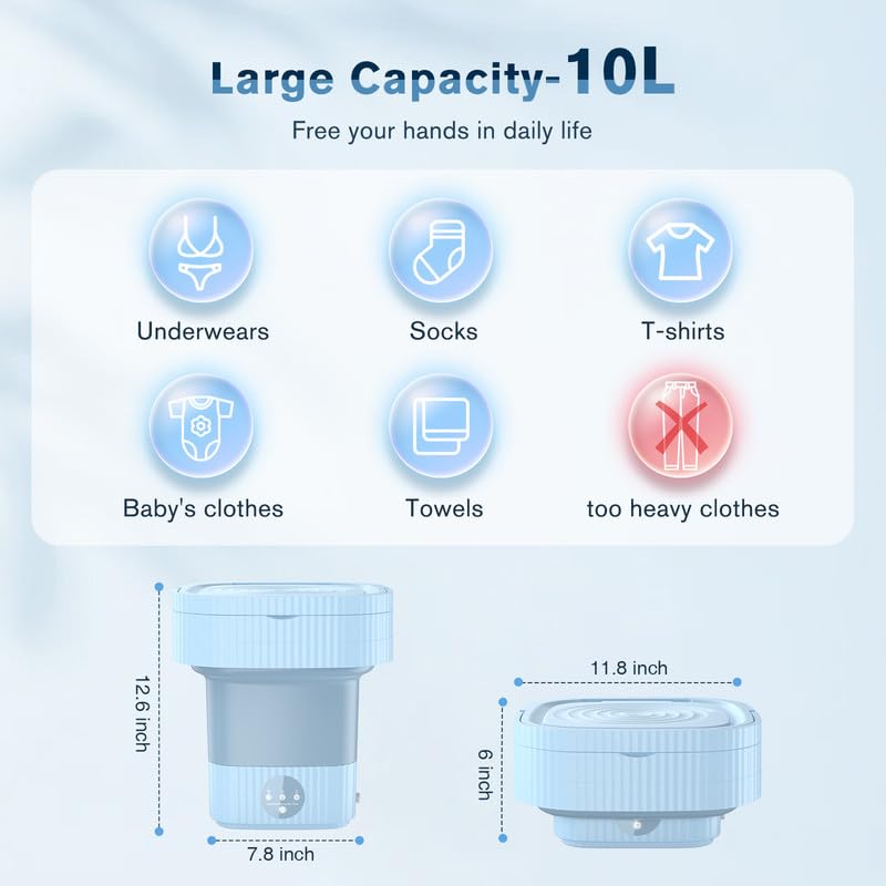 Compact 10L Portable Washing Machine for Small Items