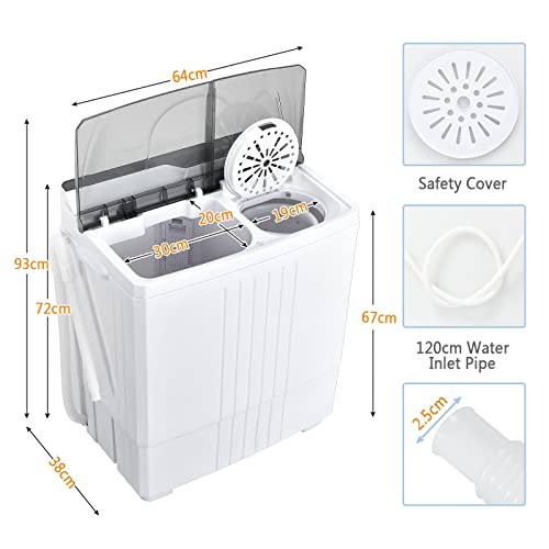 COSTWAY Portable Twin Tub Washing Machine with Dryer