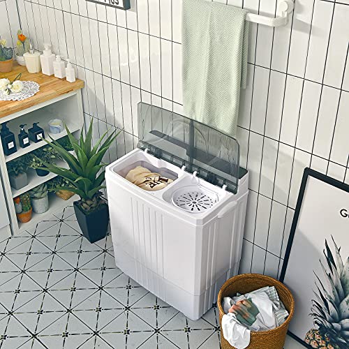 COSTWAY Portable Twin Tub Washing Machine with Dryer