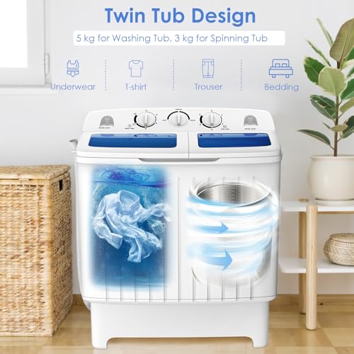 TANGZON 8KG Twin Tub Portable Washing Machine
