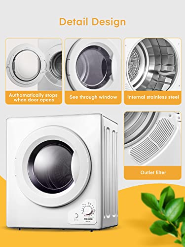 FOHERE 4KG Compact Vented Tumble Dryer with 5 Settings
