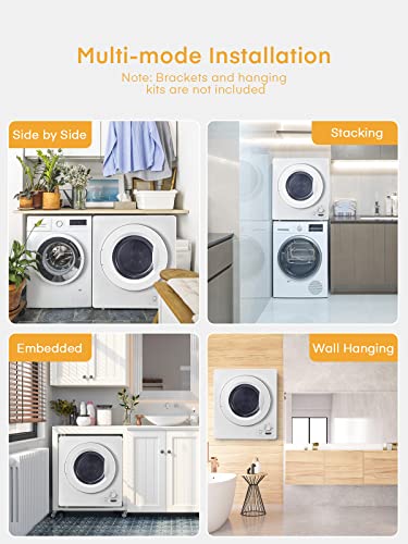 FOHERE 4KG Compact Vented Tumble Dryer with 5 Settings
