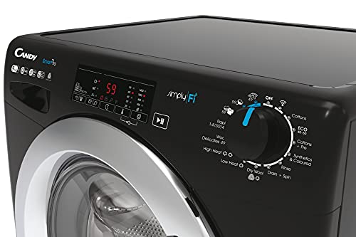 Candy Smart Pro Washer Dryer, 9Kg Wash, Black