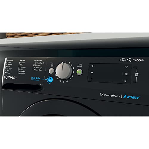 Indesit 8kg Washer Dryer 1400rpm - Black