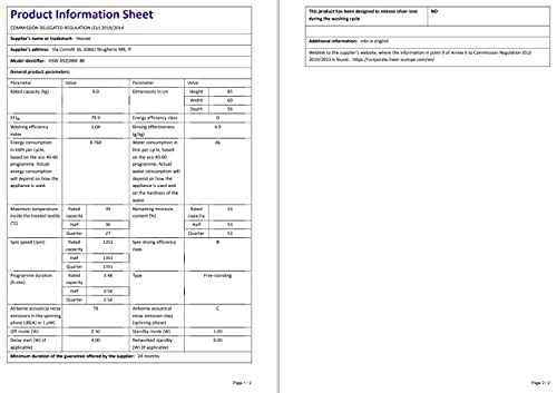 Hoover H-Wash 300 9kg Freestanding Washing Machine
