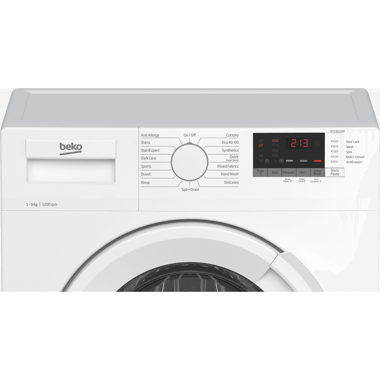 Beko 9kg Washing Machine 1200 rpm - White
