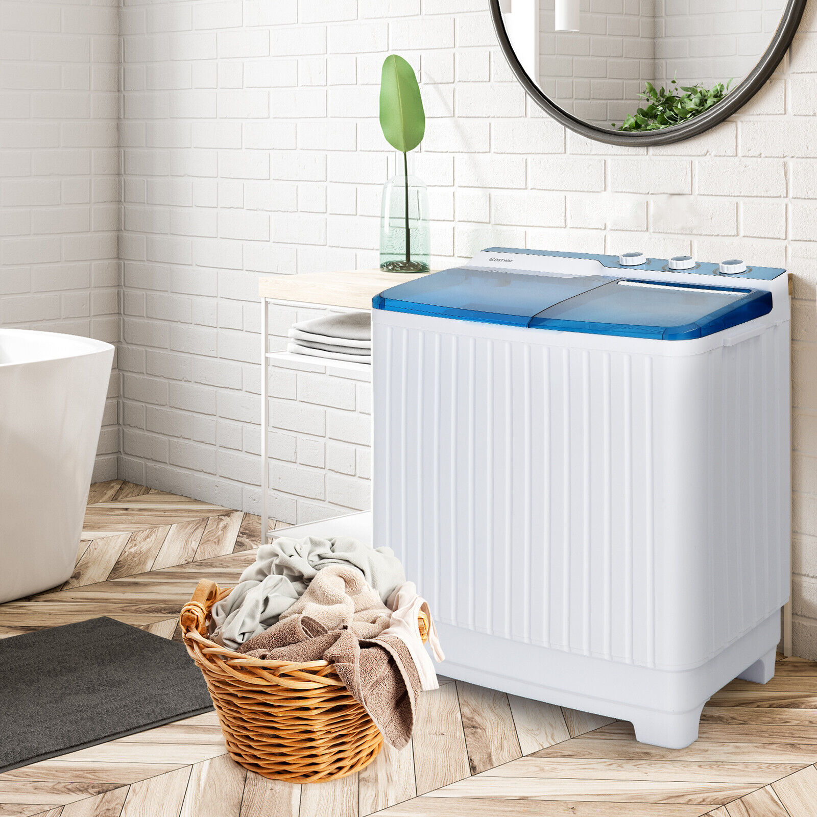 Portable Twin Tub Washing Machine with Dryer