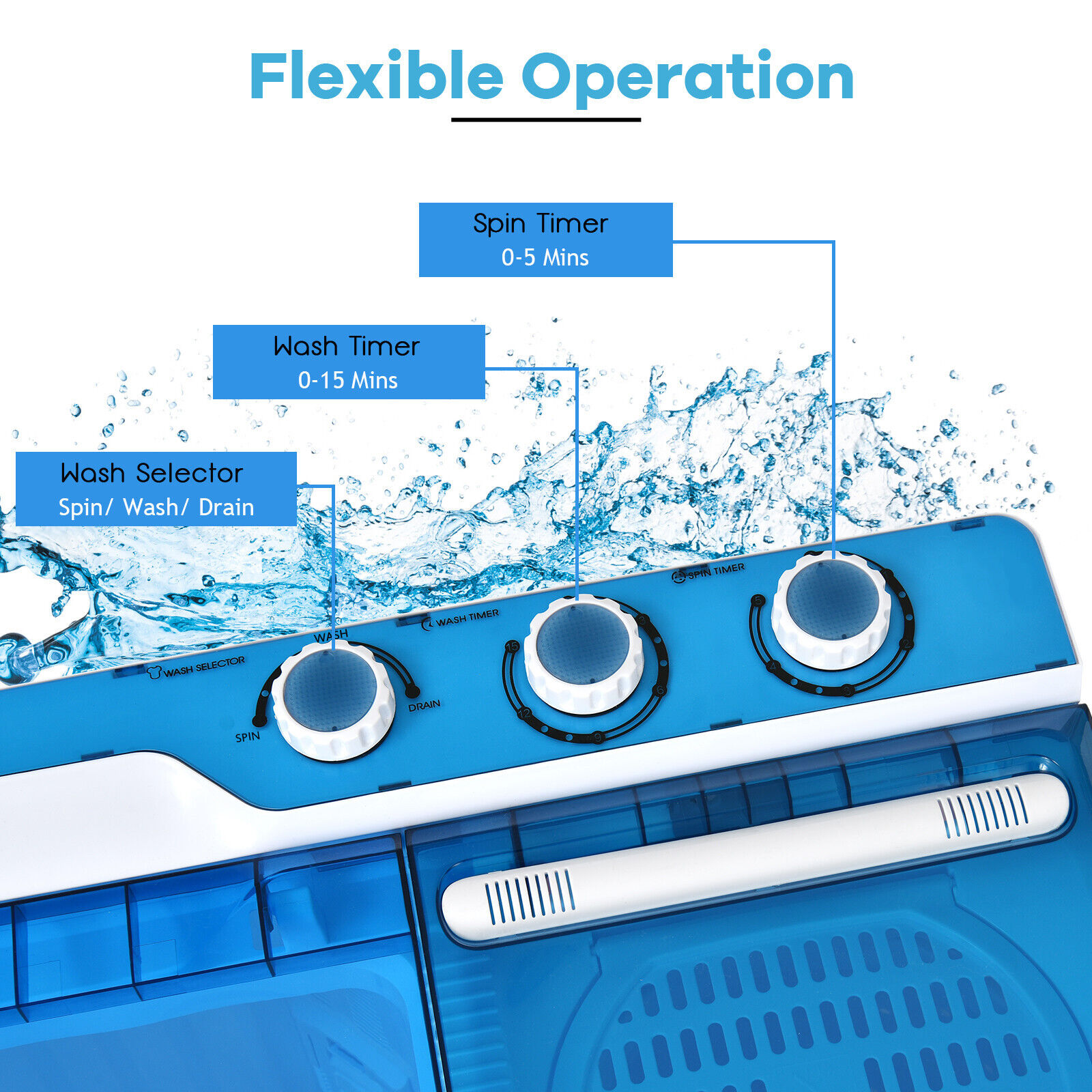 Portable Twin Tub Washing Machine with Dryer