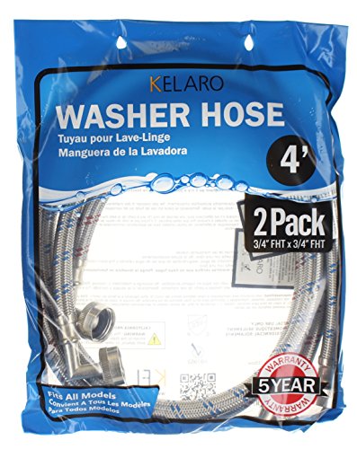 Stainless Steel Washing Machine Hoses with Elbows - 2 Pack