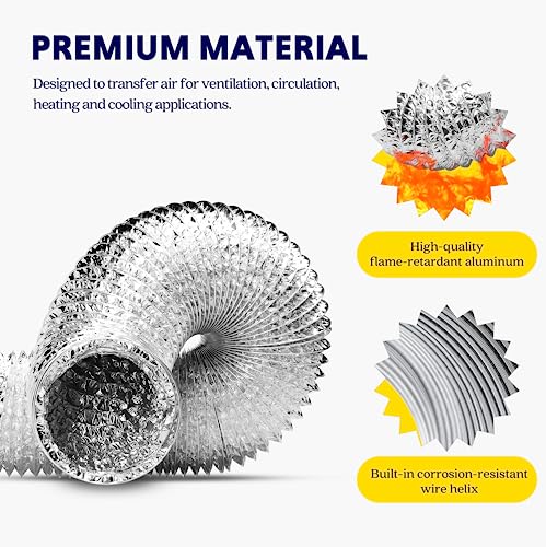 iPower 100mm x 250cm Aluminum Dryer Vent Hose