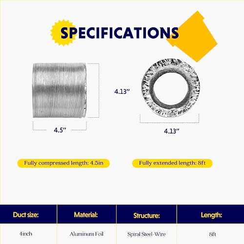 iPower 100mm x 250cm Aluminum Dryer Vent Hose