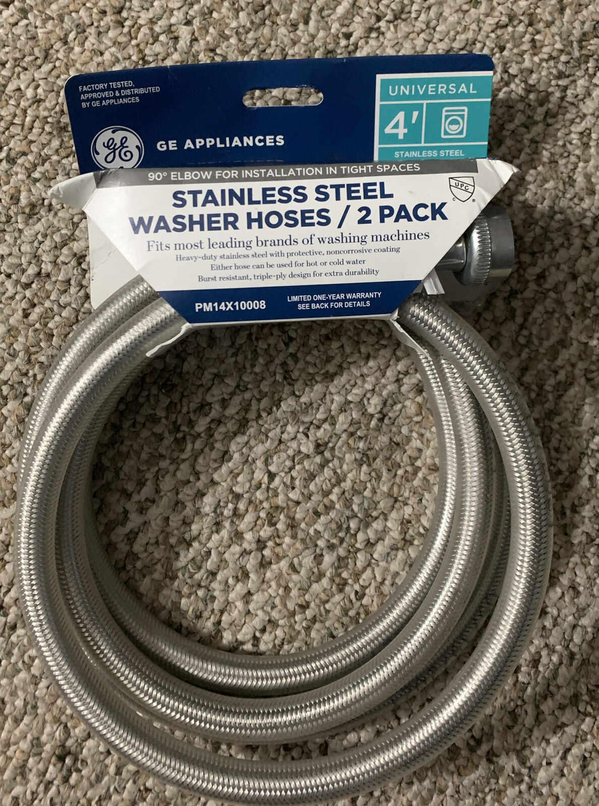 GE Appliances 4' Stainless Steel Washer Hoses