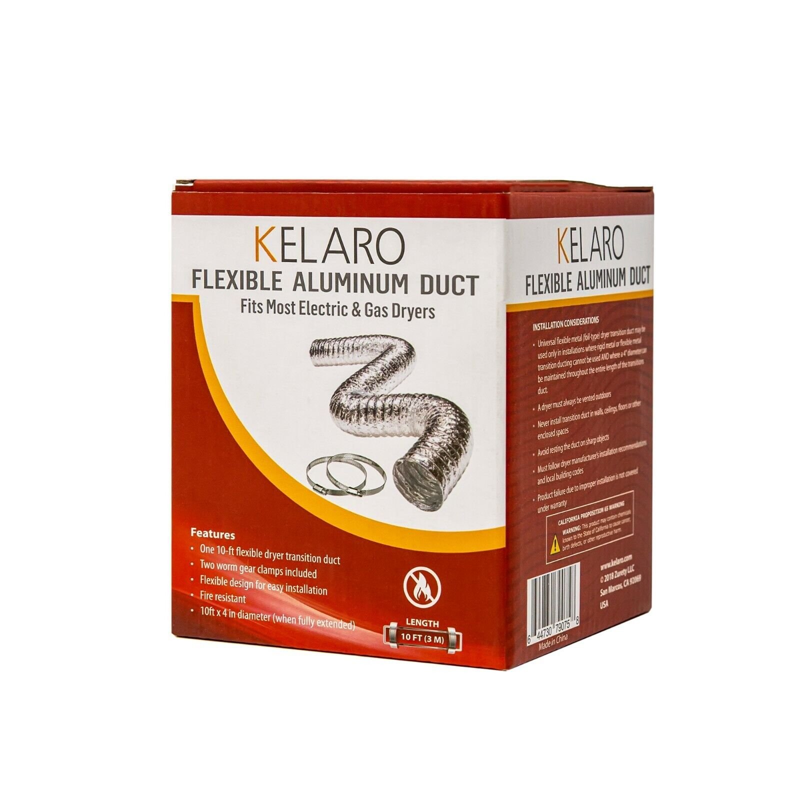 Flexible Clothes Dryer Duct Kit, 4 Inch, 10/20 ft