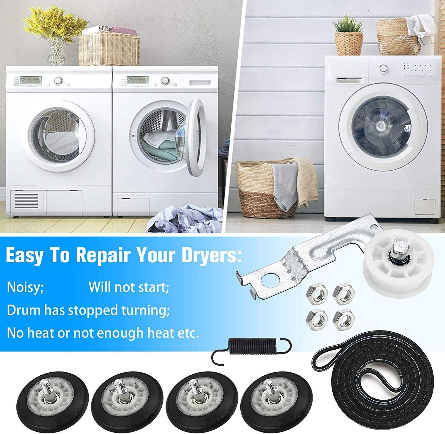 LG Kenmore Dryer Repair Kit: Drum Roller, Belt, Pulley