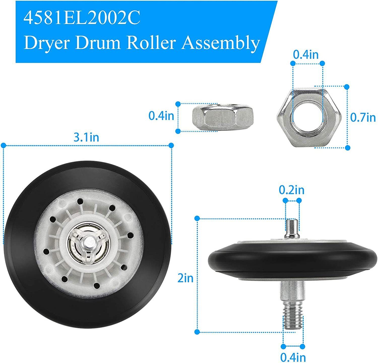 LG Kenmore Dryer Repair Kit: Drum Roller, Belt, Pulley