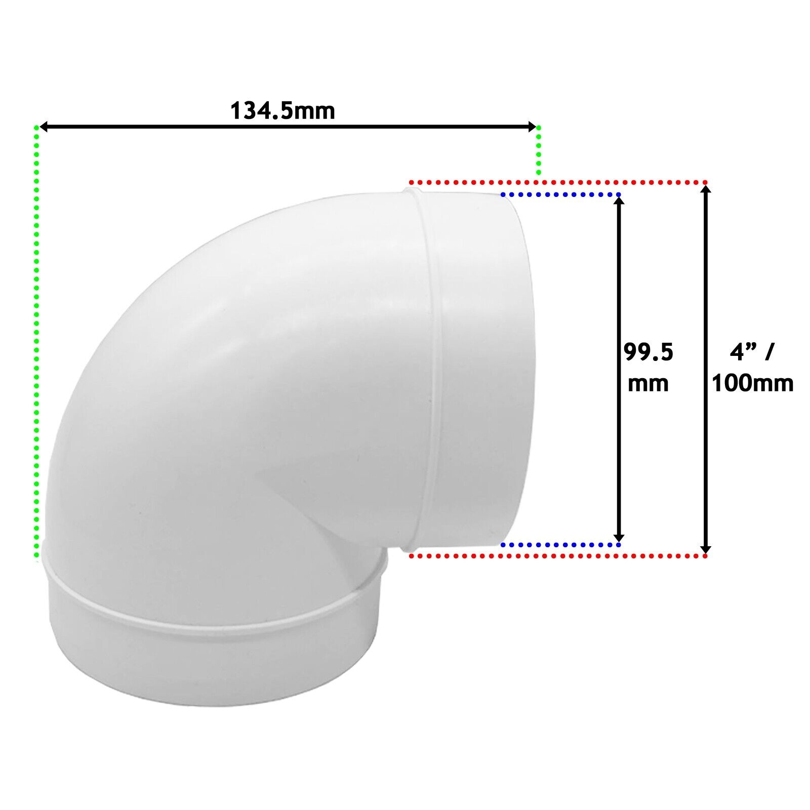 90 Degree 4" Tumble Dryer Vent Duct Connector
