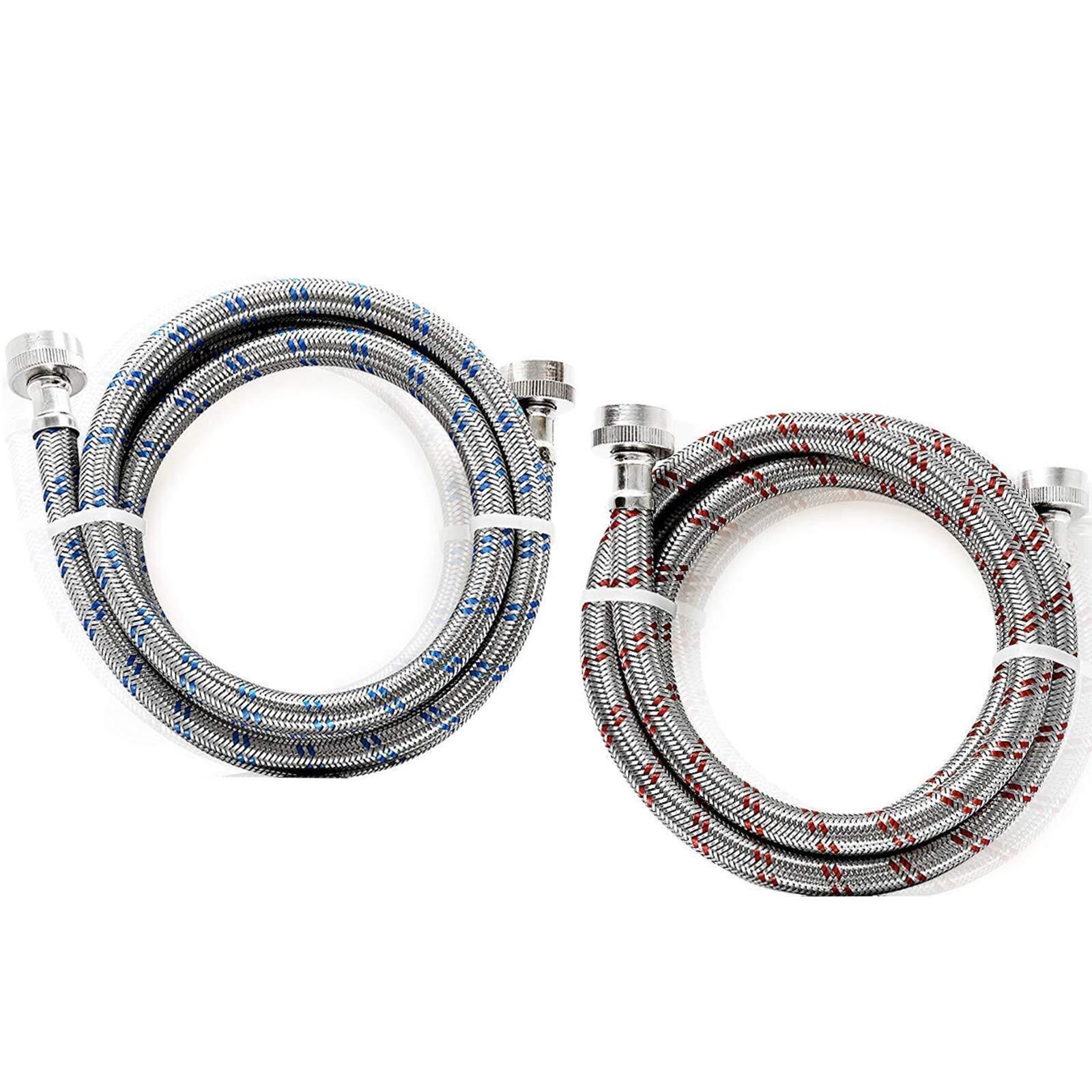2PK Extra Long Stainless Steel Washing Machine Hoses
