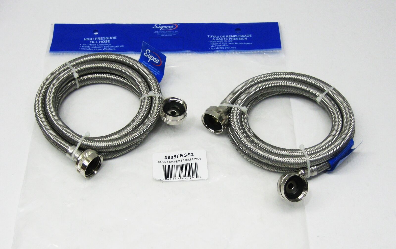 Stainless Steel Inlet Fill Hoses Set with Washers