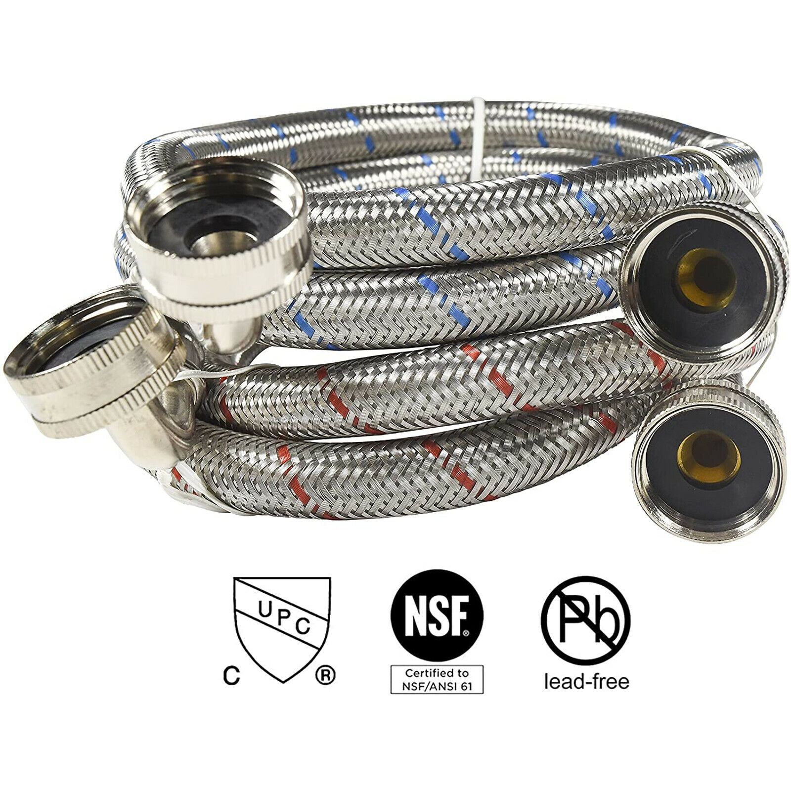 2-Pack 4-FT Stainless Steel Washing Machine Hoses