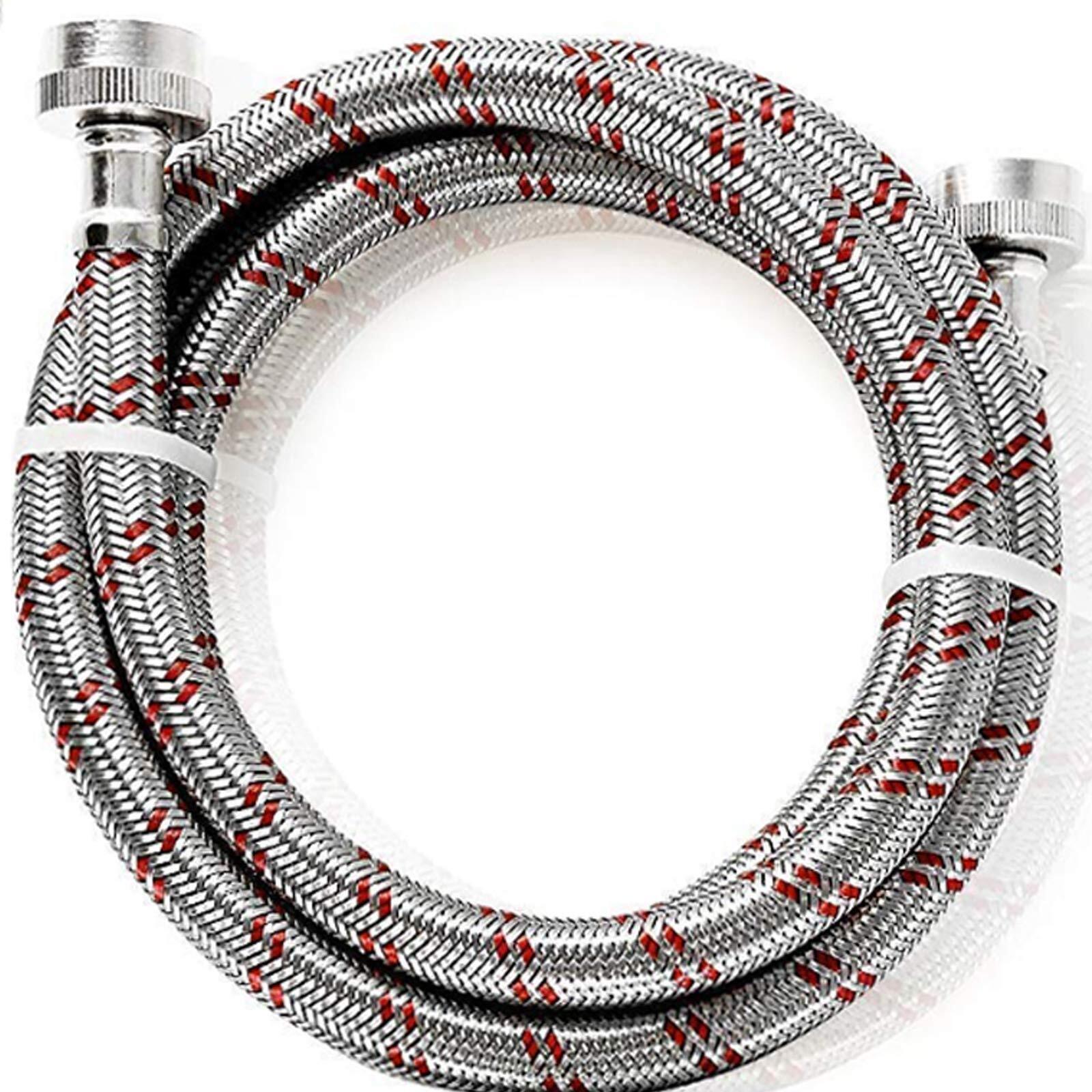 2PK Extra Long Stainless Steel Washing Machine Hoses