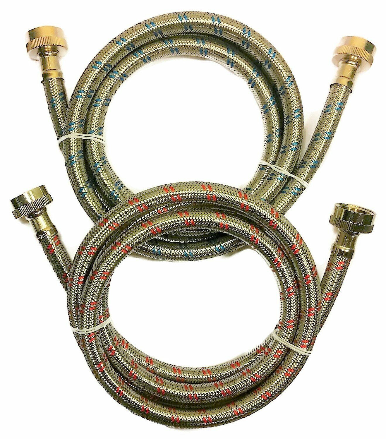 Color-Coded Stainless Steel Washing Machine Hoses (2 Pack)