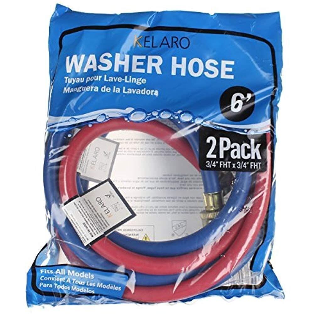 Rubber Washing Machine Hoses, 6 Feet Long (2 Pack)