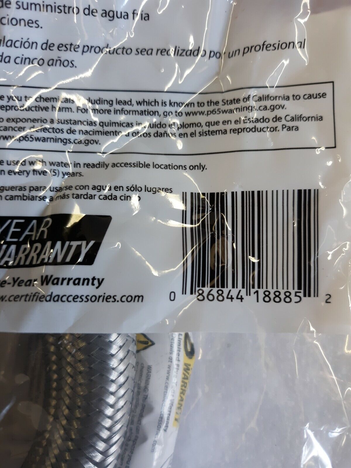 Stainless Steel 4ft Washing Machine Hoses - 2 Pack