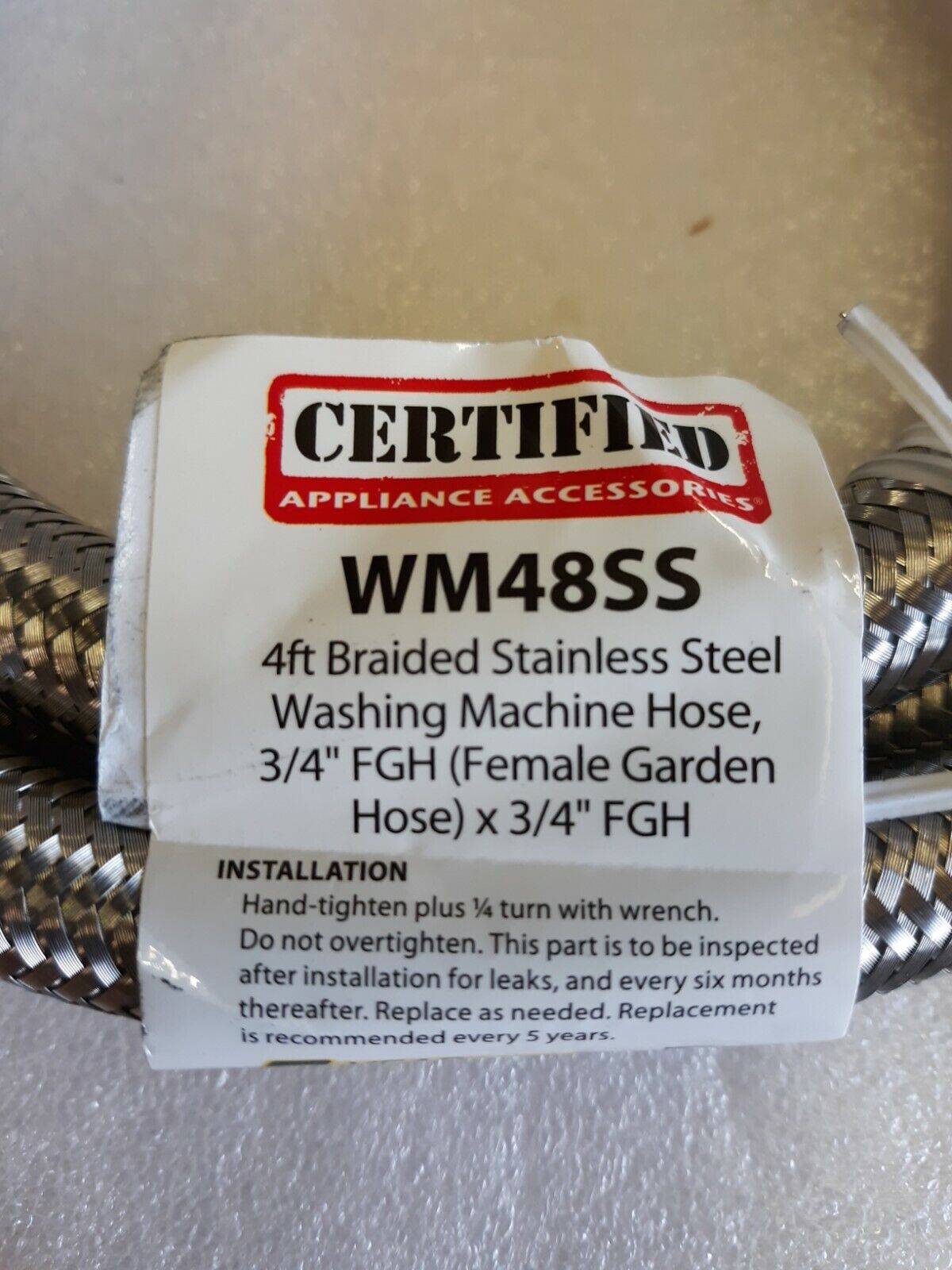 Stainless Steel 4ft Washing Machine Hoses - 2 Pack