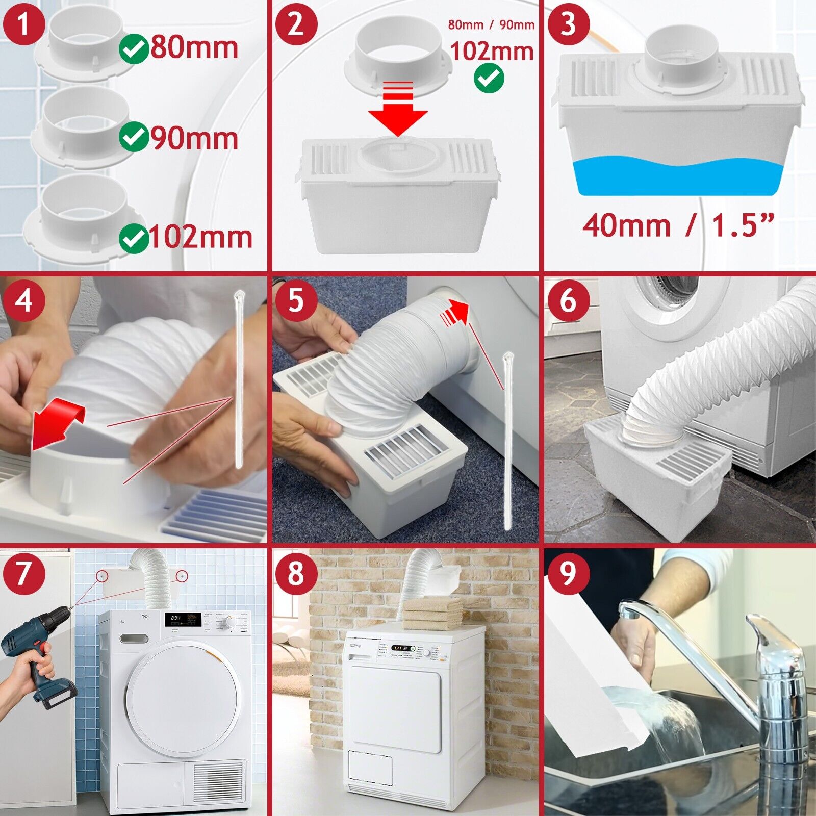 Universal Tumble Dryer Condenser Box with 1.25m Hose