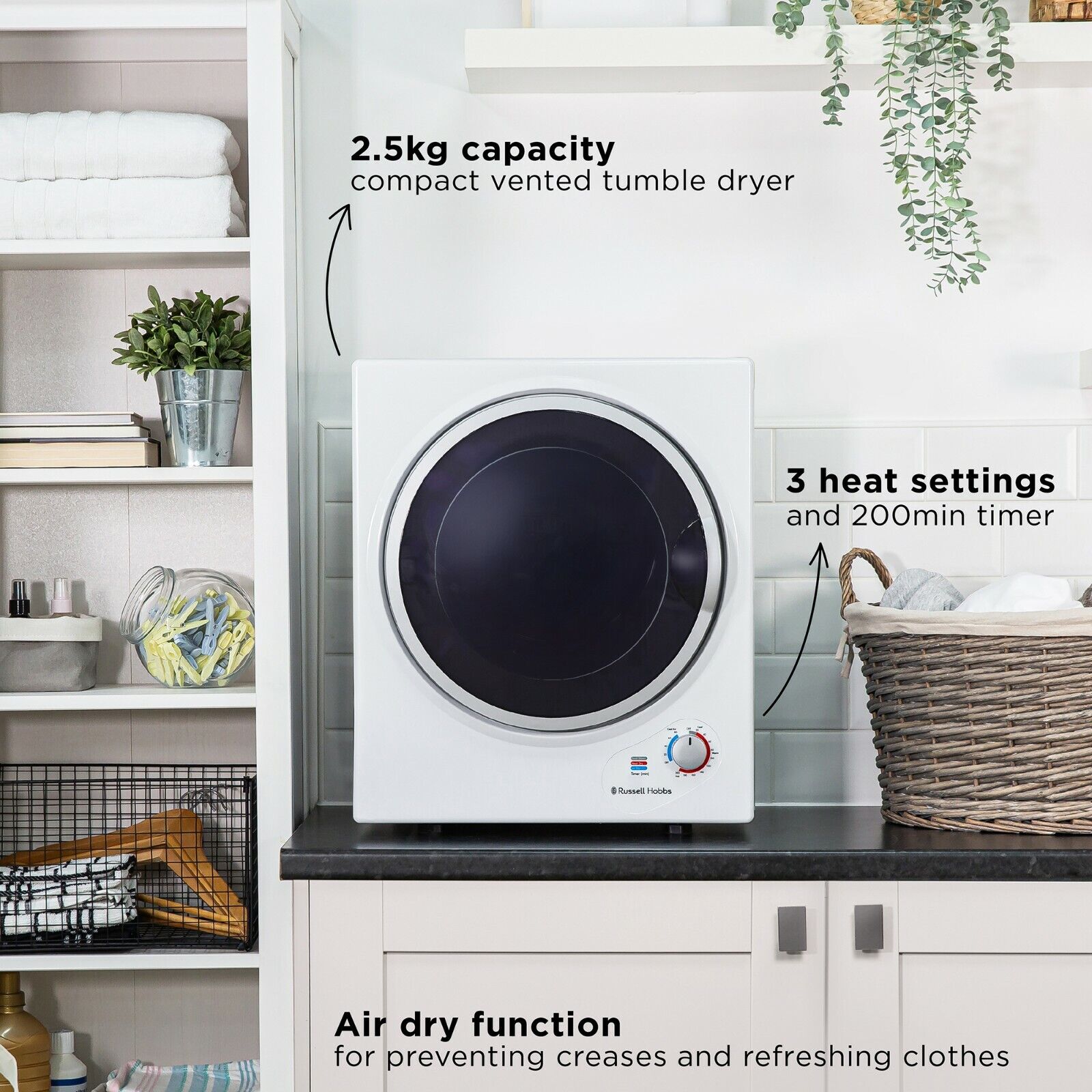 Russell Hobbs Compact 2.5kg Mini Tumble Dryer