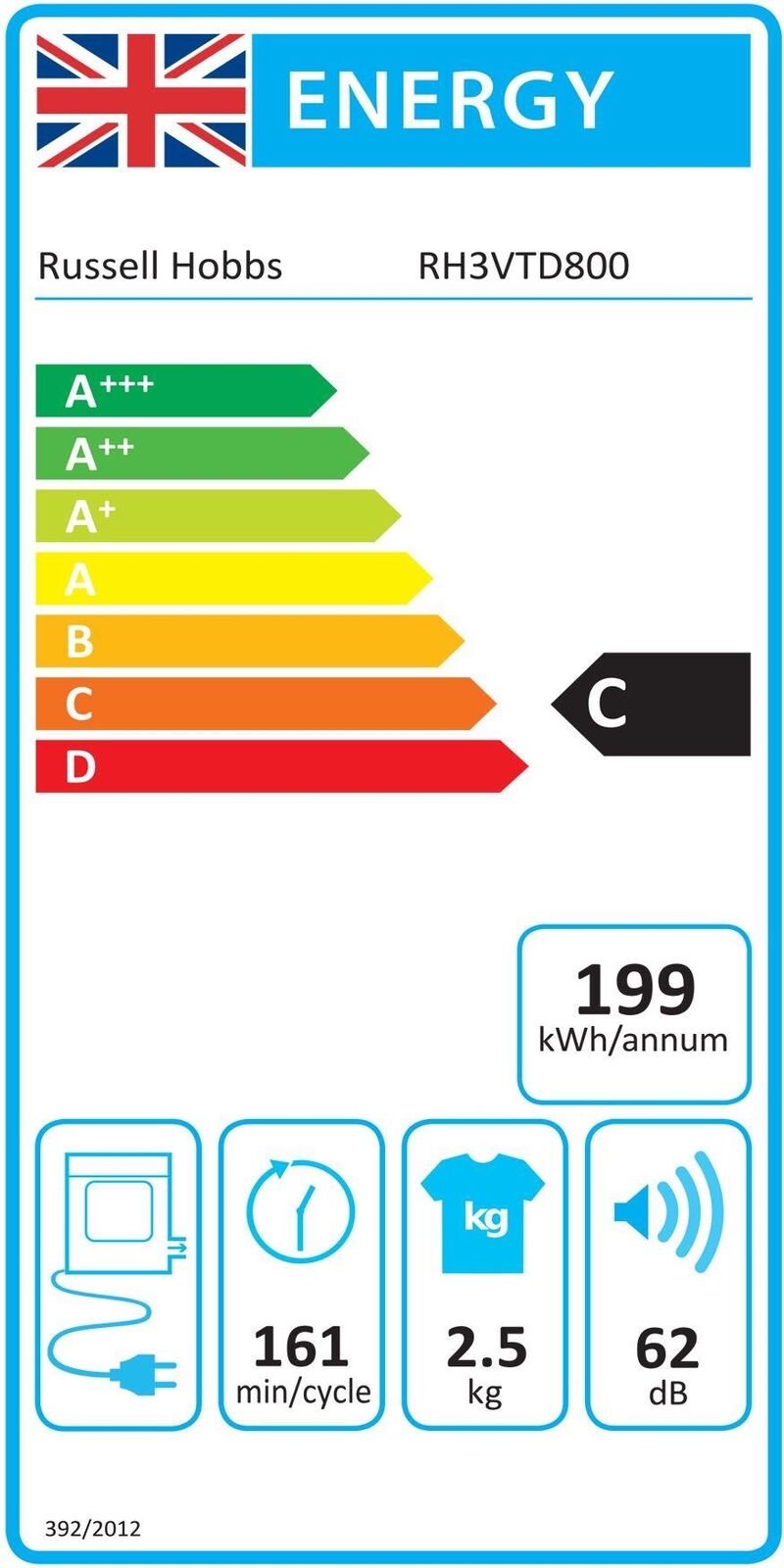 Russell Hobbs 2.5kg Compact Mini Tumble Dryer