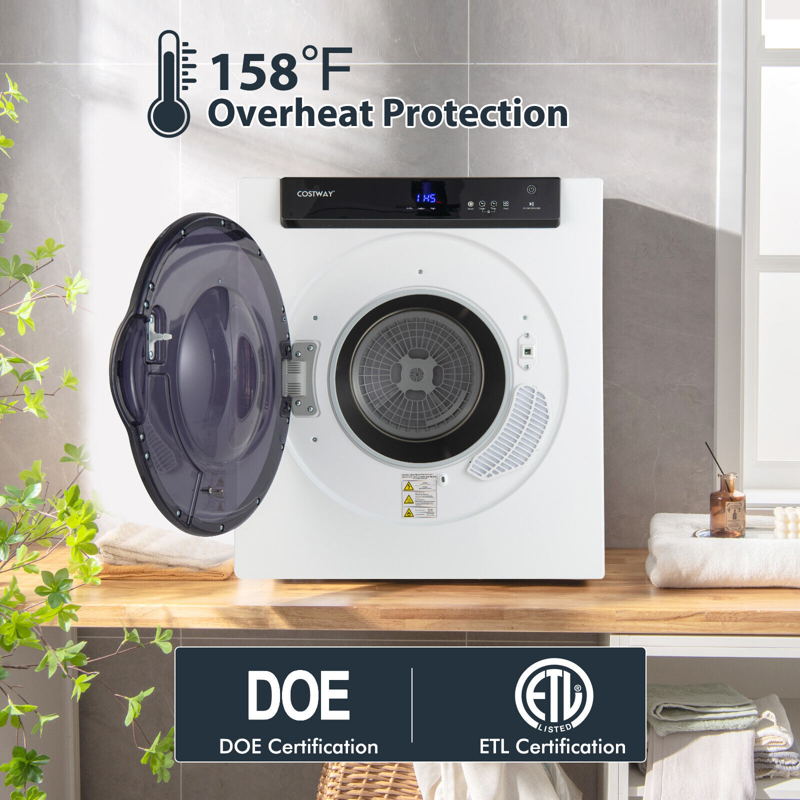 Compact 1400W Electric Tumble Dryer - 8.8lbs Capacity