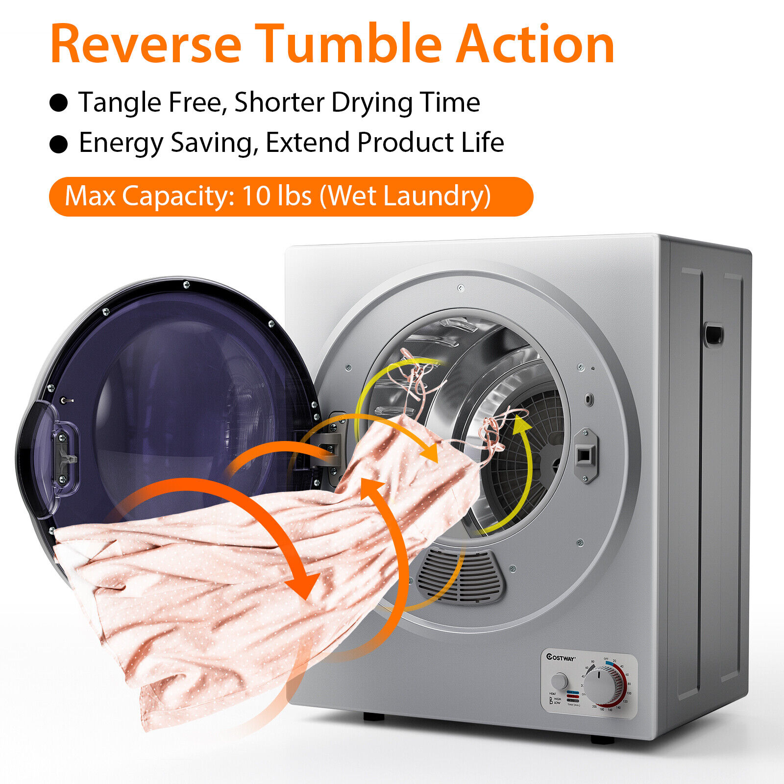 Compact Wall-Mounted Electric Laundry Dryer 1.5 cu ft