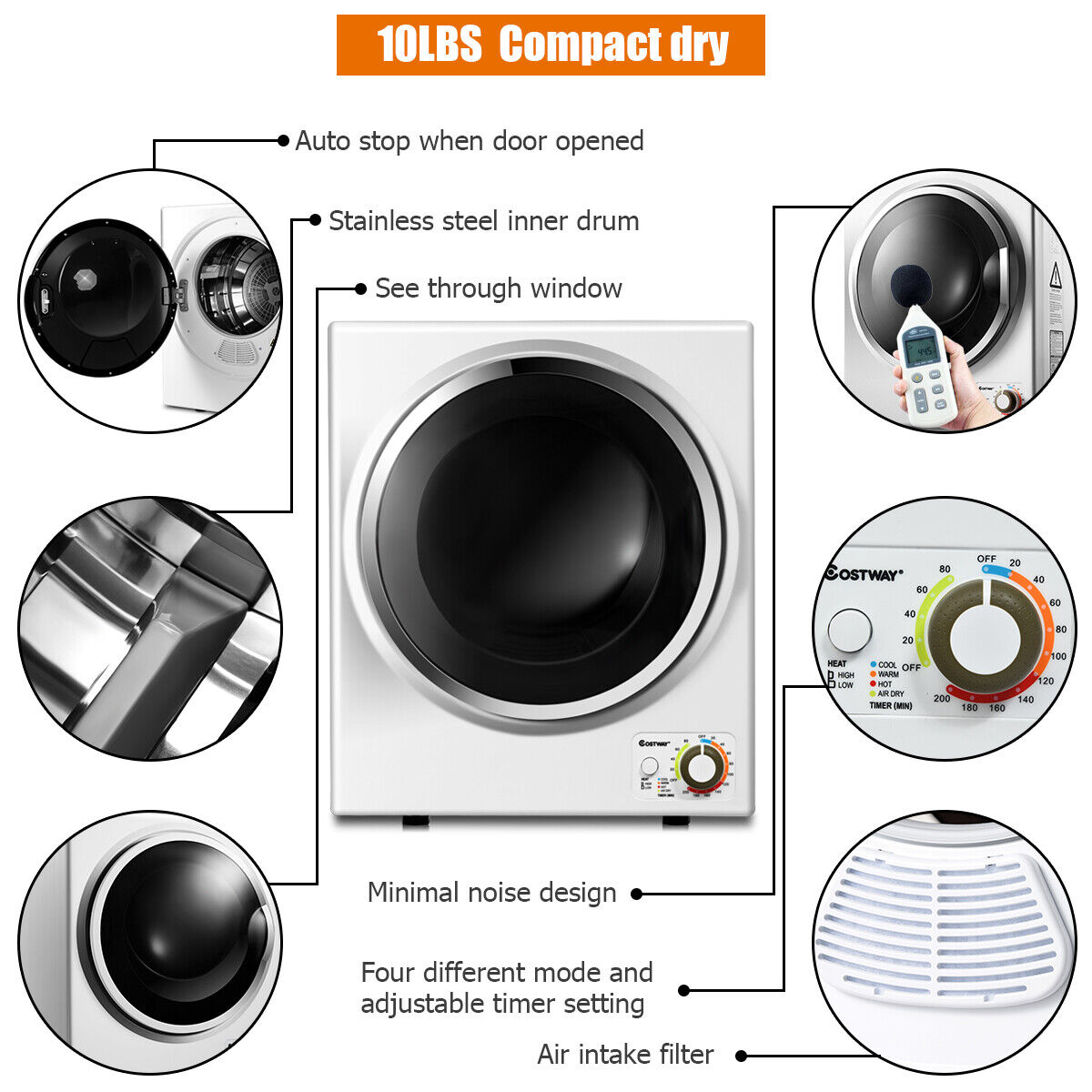 Compact Electric Tumble Dryer, Freestanding or Wall-Mounted