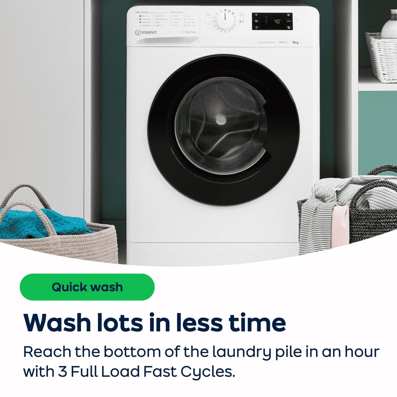 Indesit 9kg White Washing Machine, 1400 rpm