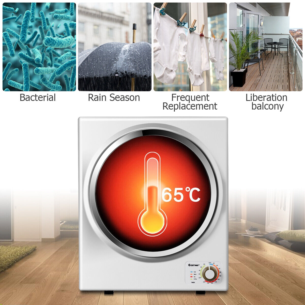 Compact Stainless Steel Wall-Mounted Tumble Dryer