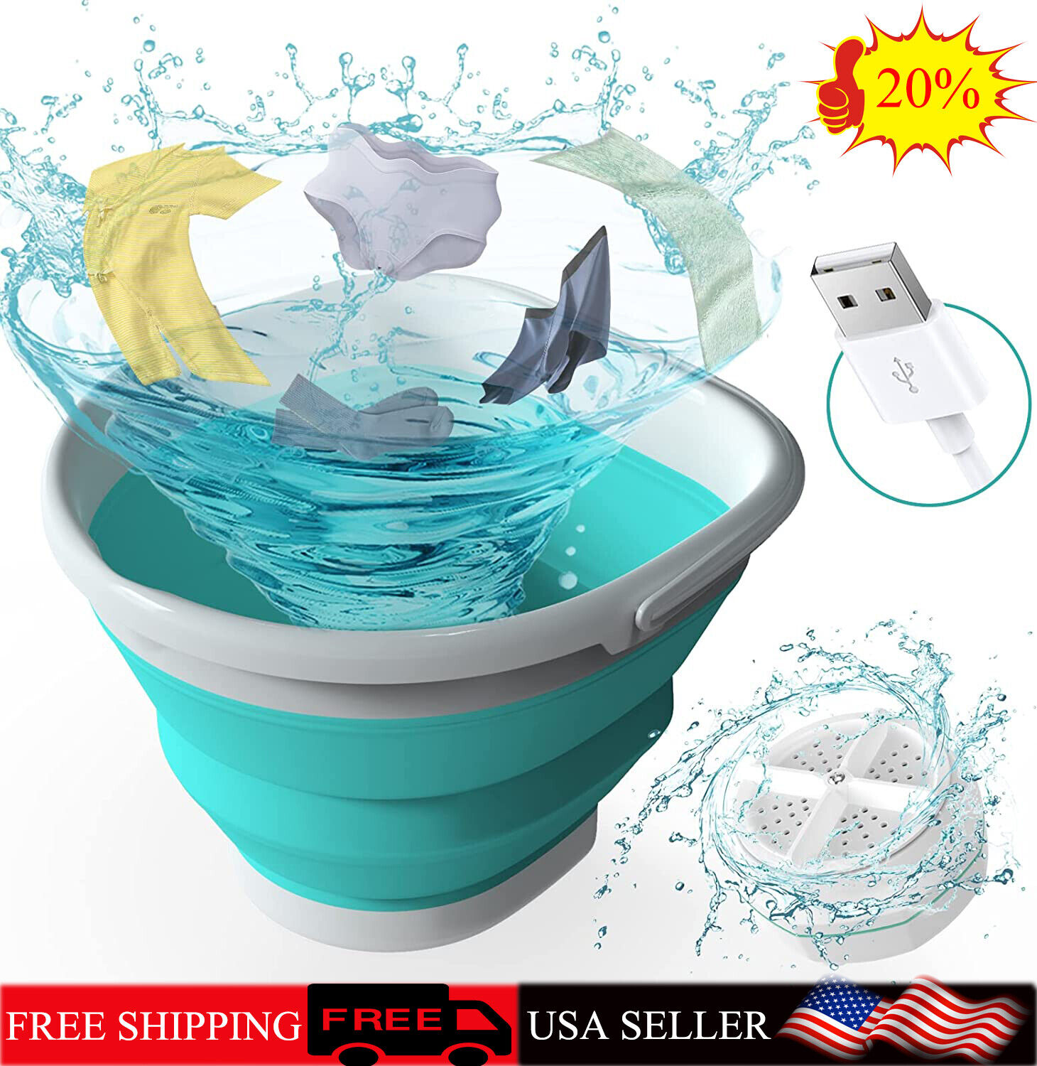 Portable Mini Ultrasonic Washing Machine for Travel