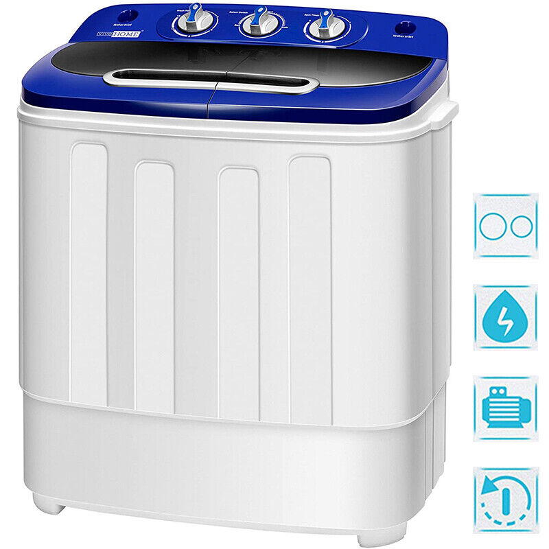 Portable Twin Tub Washing Machine - 13.5LBS Blue