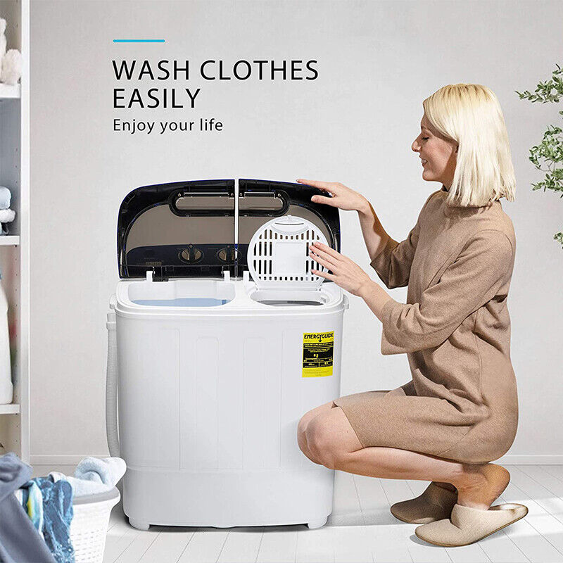 Portable Twin Tub Washing Machine - 13.5LBS Blue