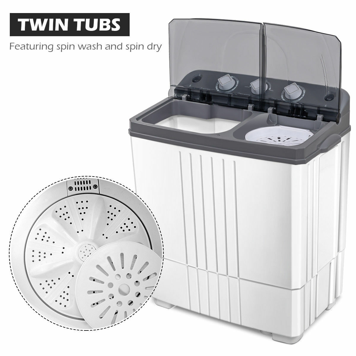 Costway Compact Mini Twin Tub Washing Machine