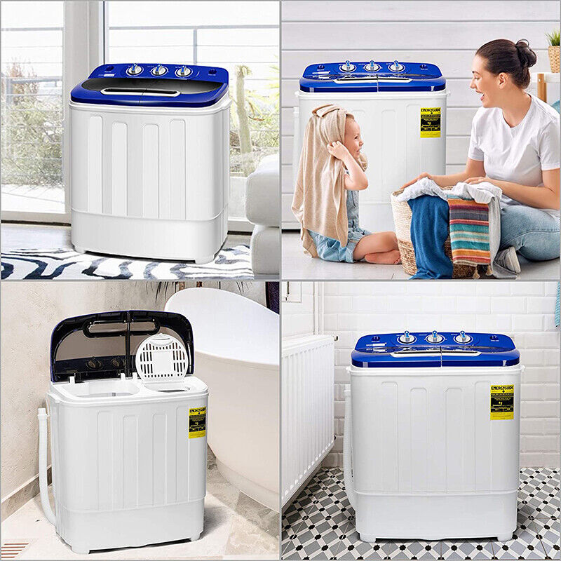 Portable Twin Tub Washing Machine - 13.5LBS Blue