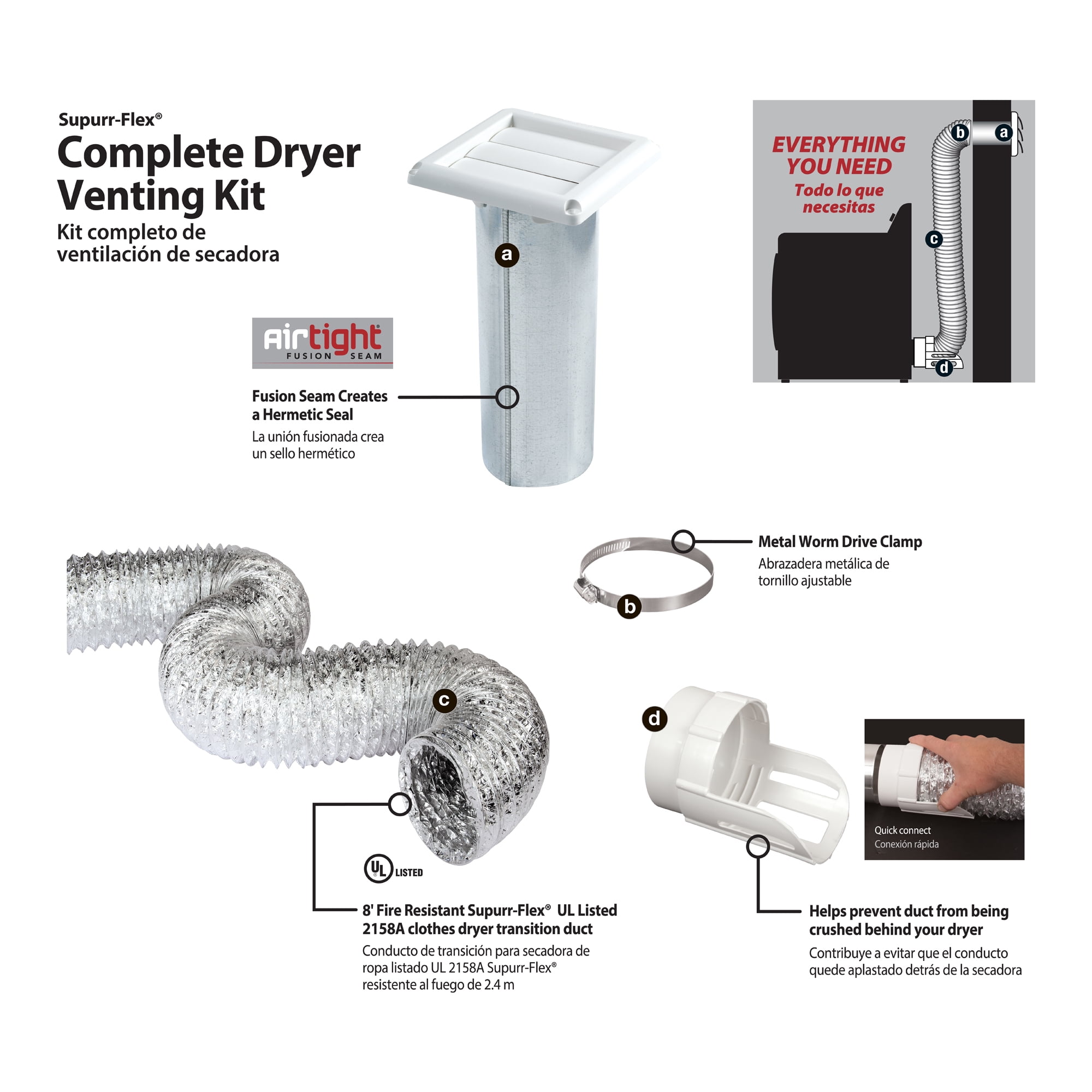 Deflecto 8" Water-Resistant Dryer Vent Kit