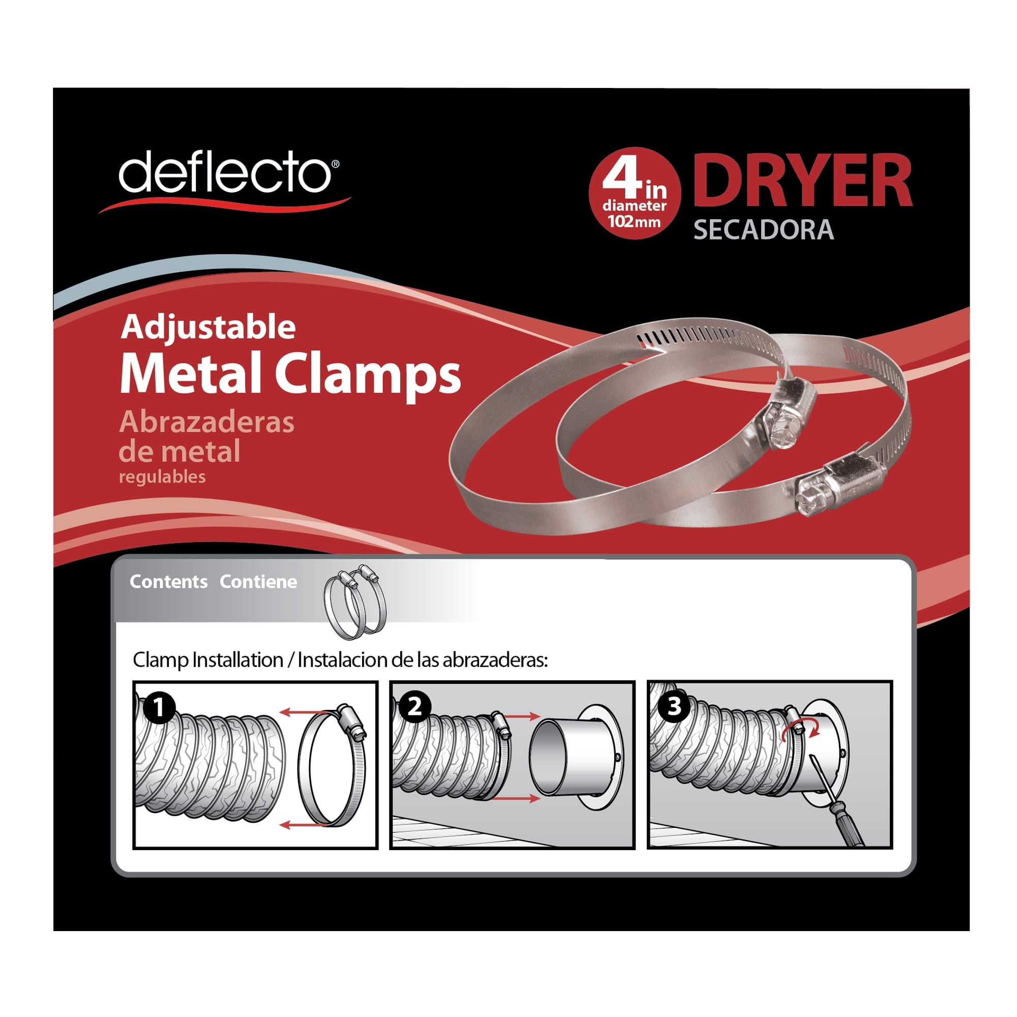 Deflecto 4" Metal Worm Drive Clamps - 2 Pack