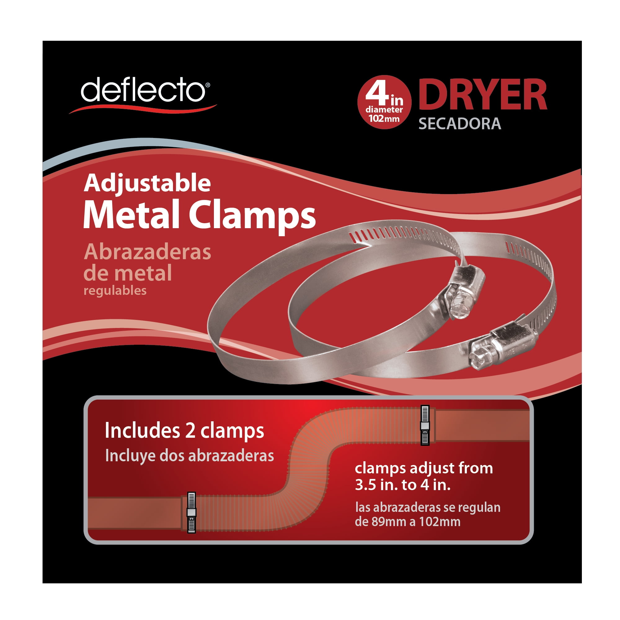 Deflecto 4" Metal Worm Drive Clamps - 2 Pack