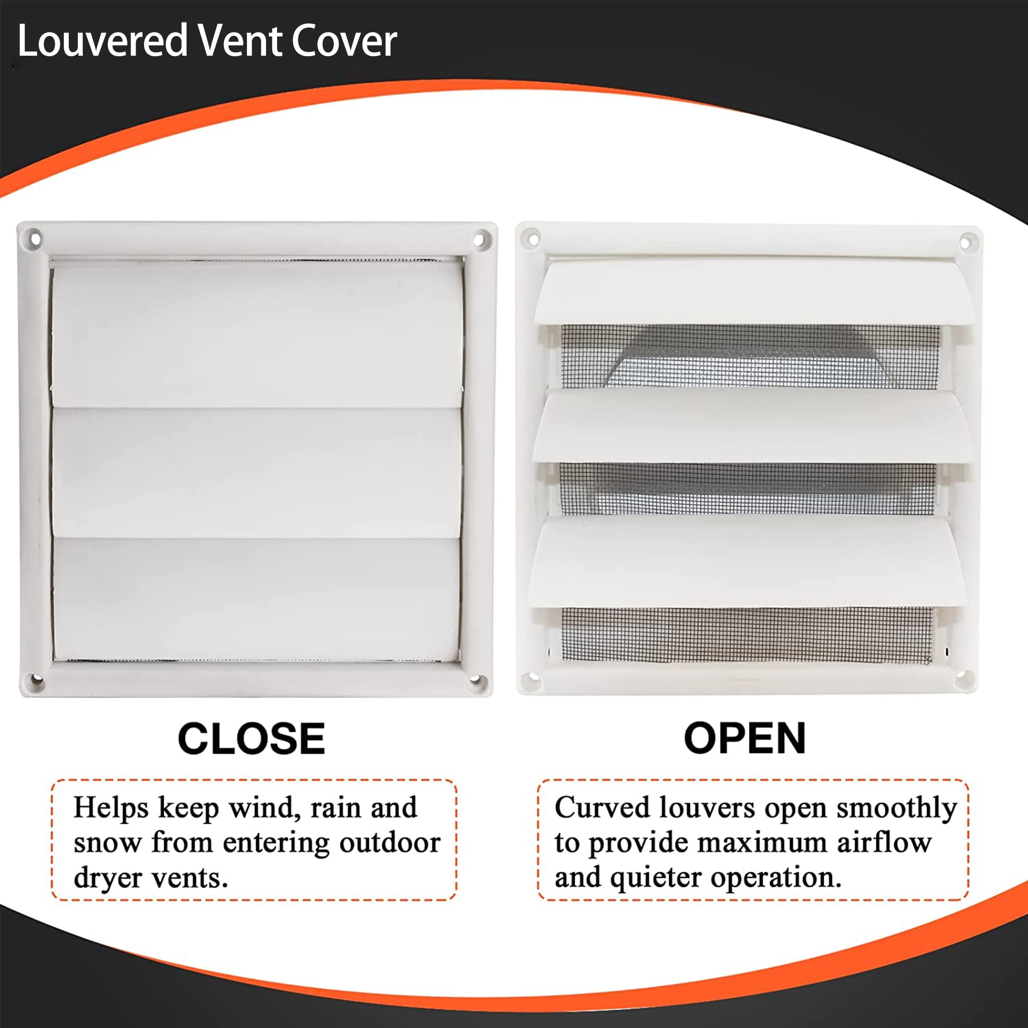 Beaquicy 6" Outdoor Dryer Vent Cover, White