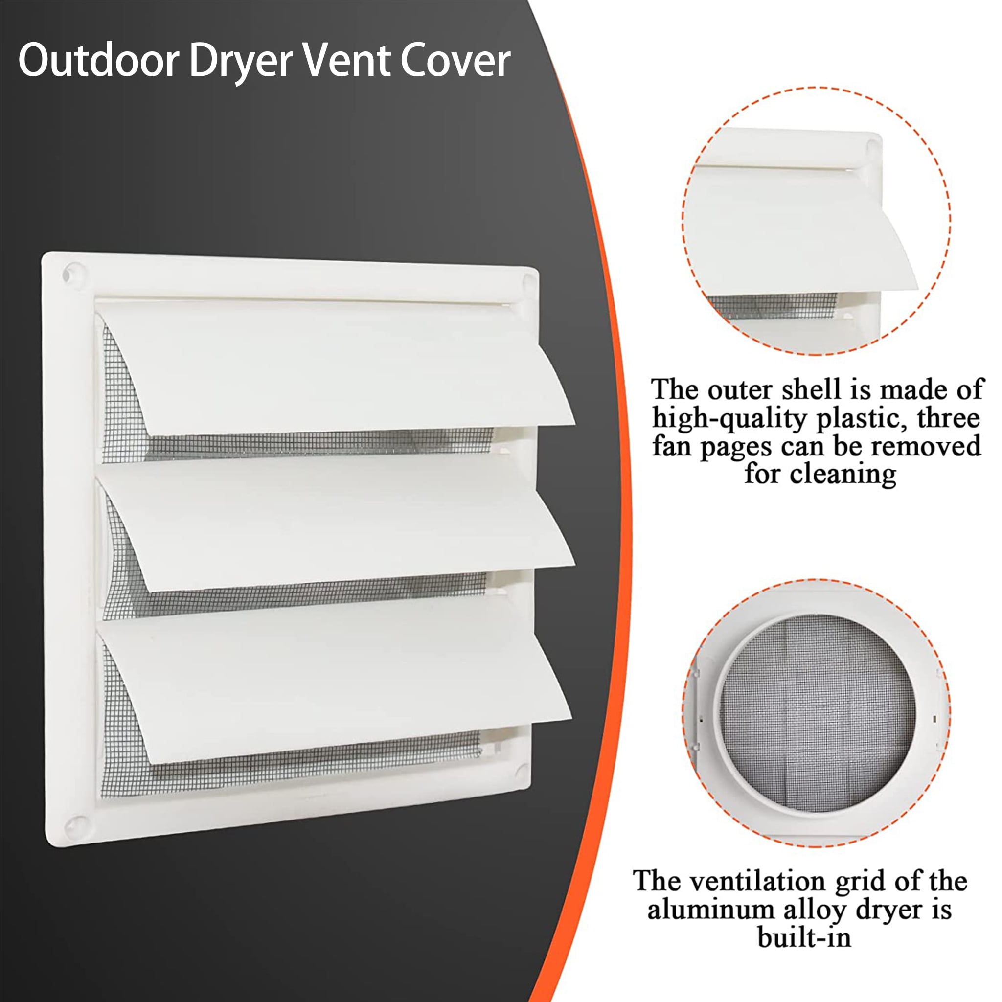 Beaquicy 6" Outdoor Dryer Vent Cover, White